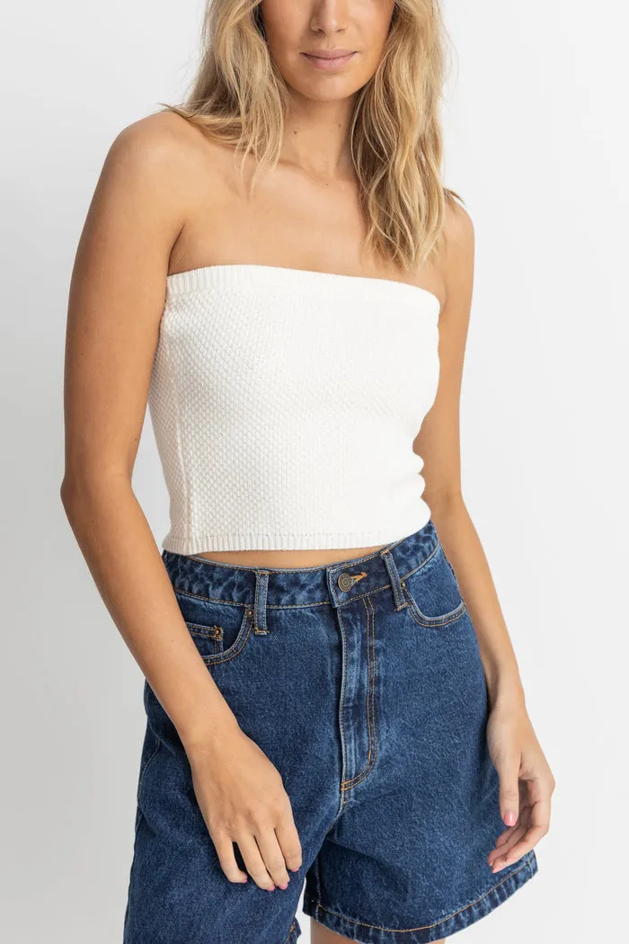 Rhythm Spirit Strapless Knit Top - WHITE