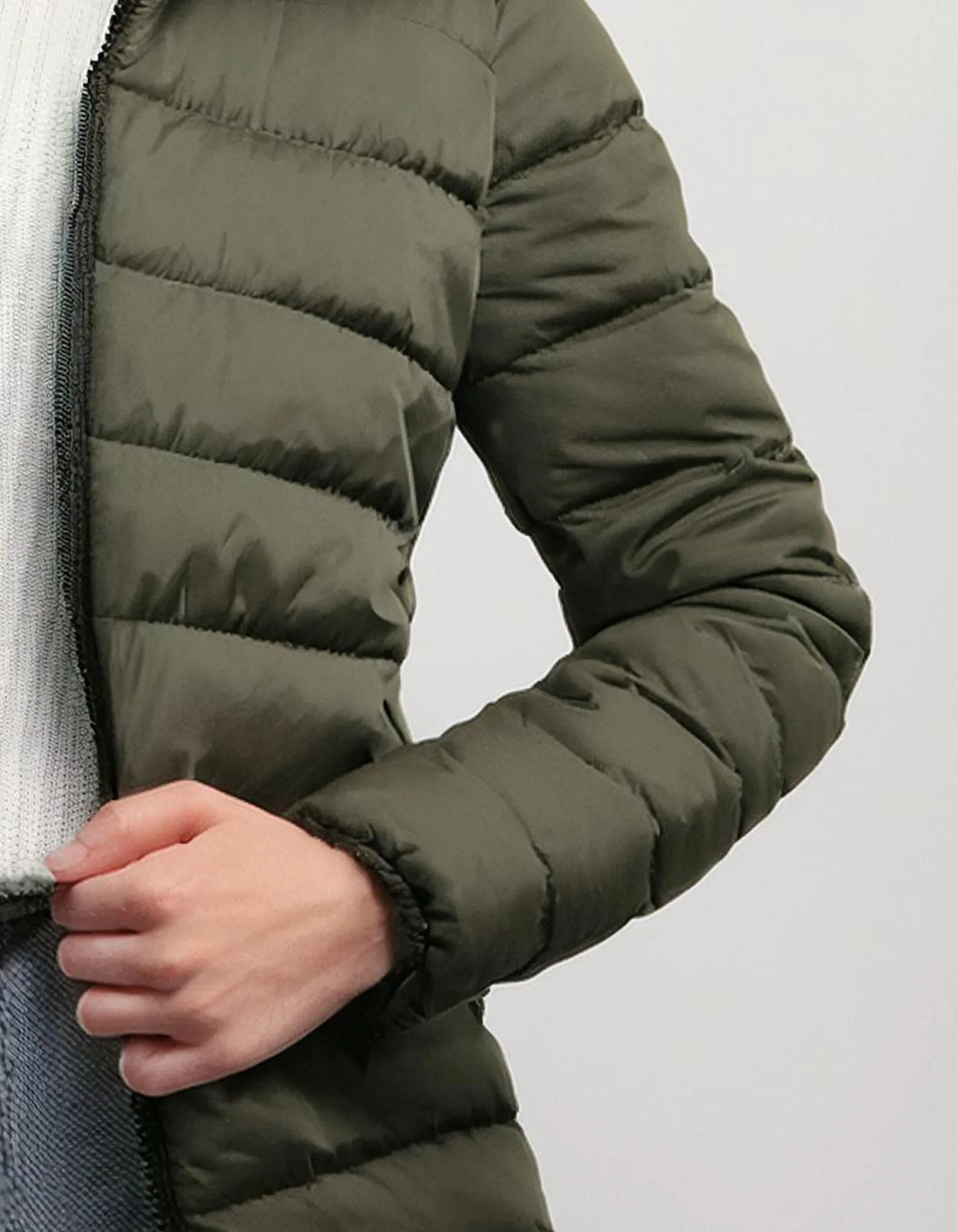 Sage Green Quilted Puffer Jacket