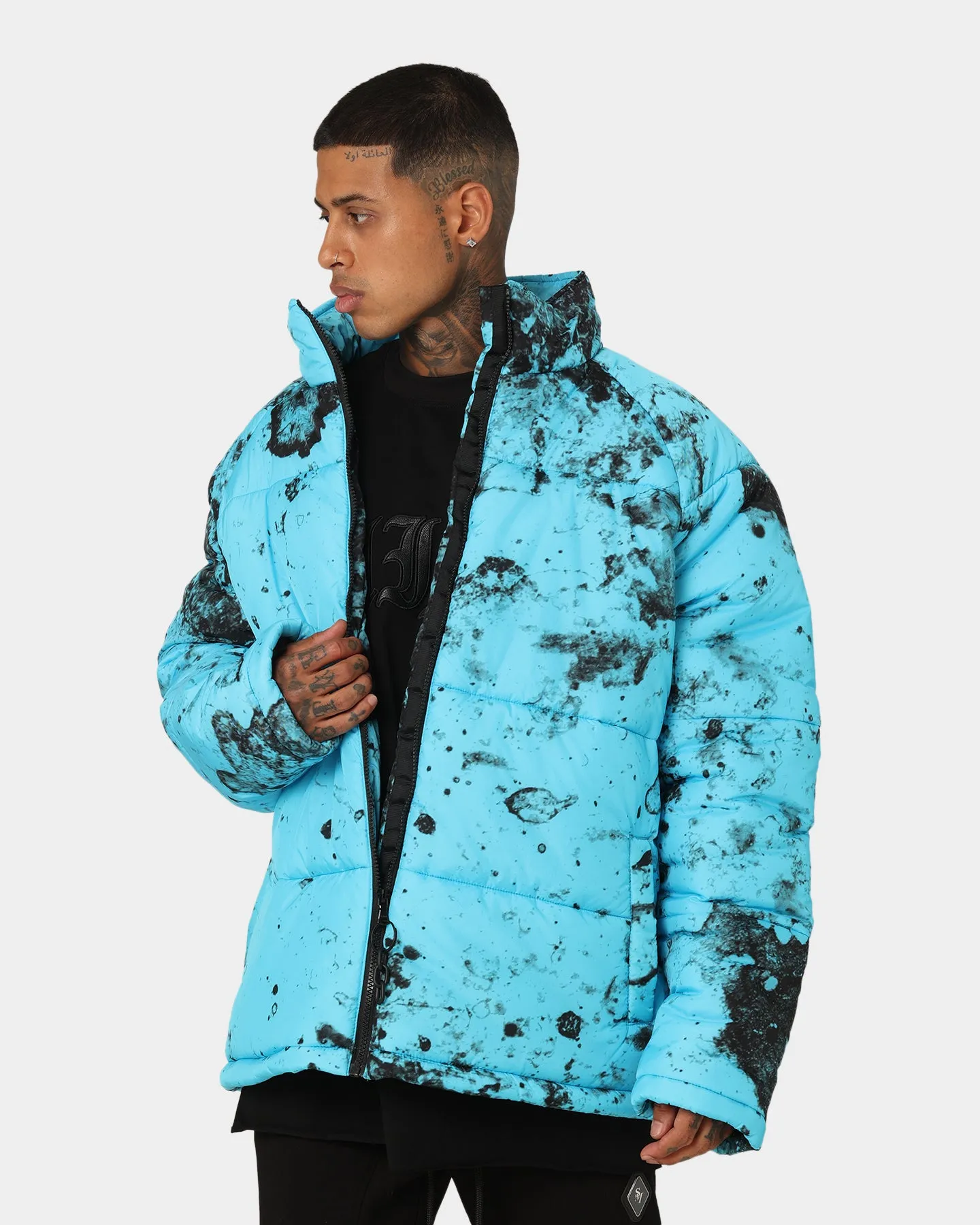 Saint Morta Acid Puffer Jacket Cyan/Black