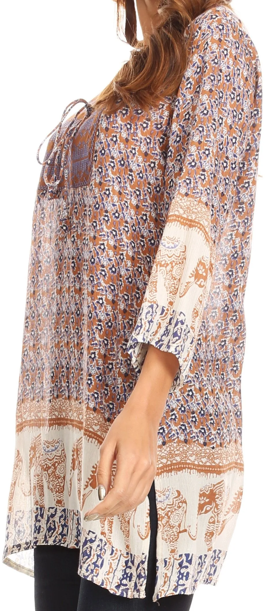 Sakkas Myra Ethnic Print Tunic with Embroidery