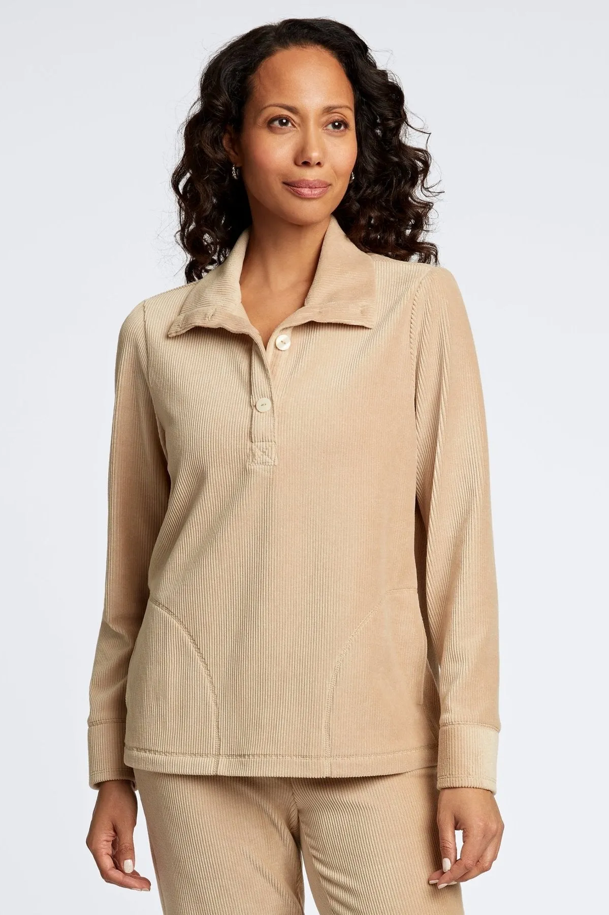 Sammy Long Sleeve Plush Cord Popover