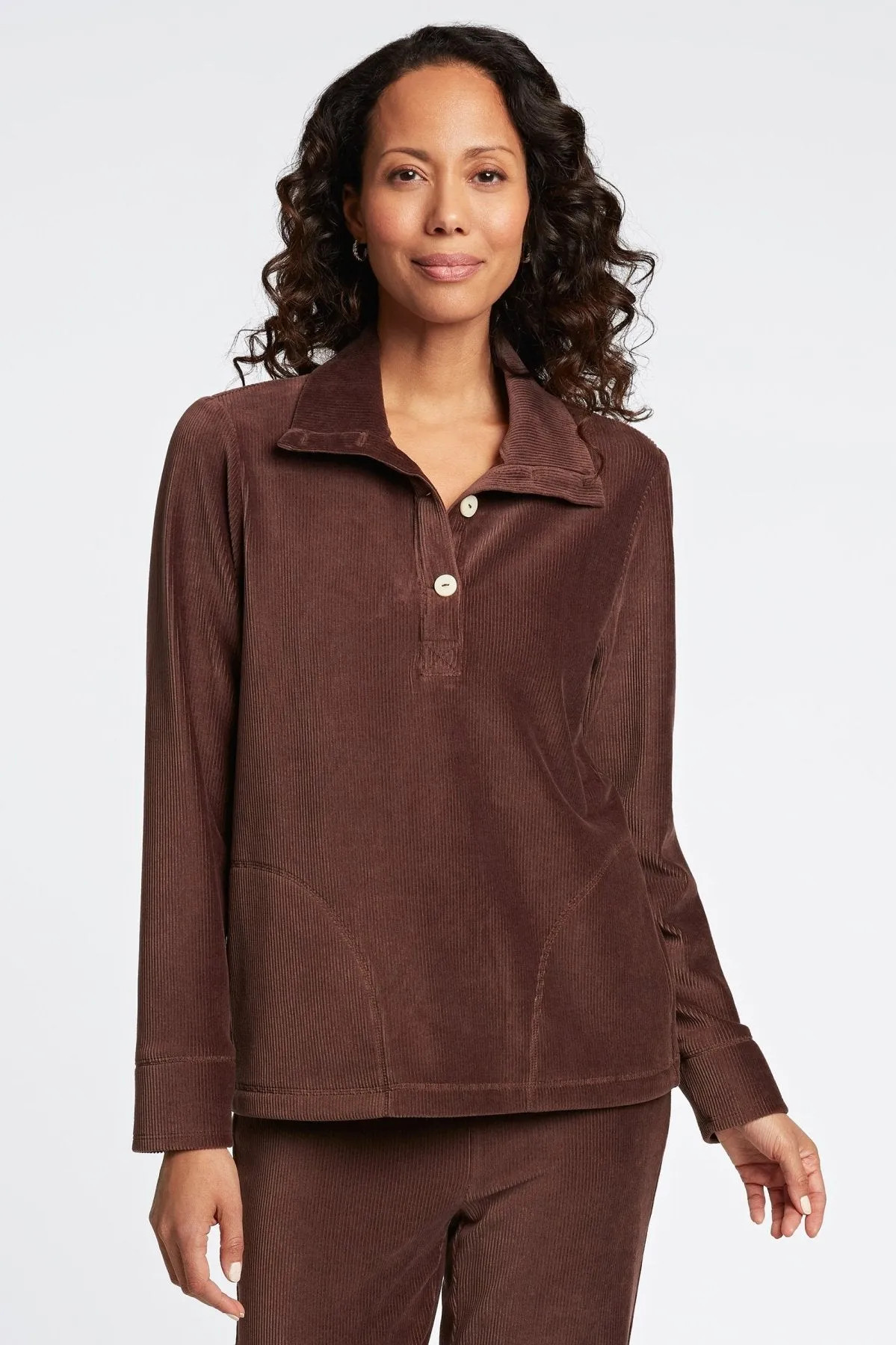 Sammy Long Sleeve Plush Cord Popover