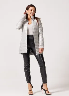 Silver Shimmer Duck Down Puffer Coat