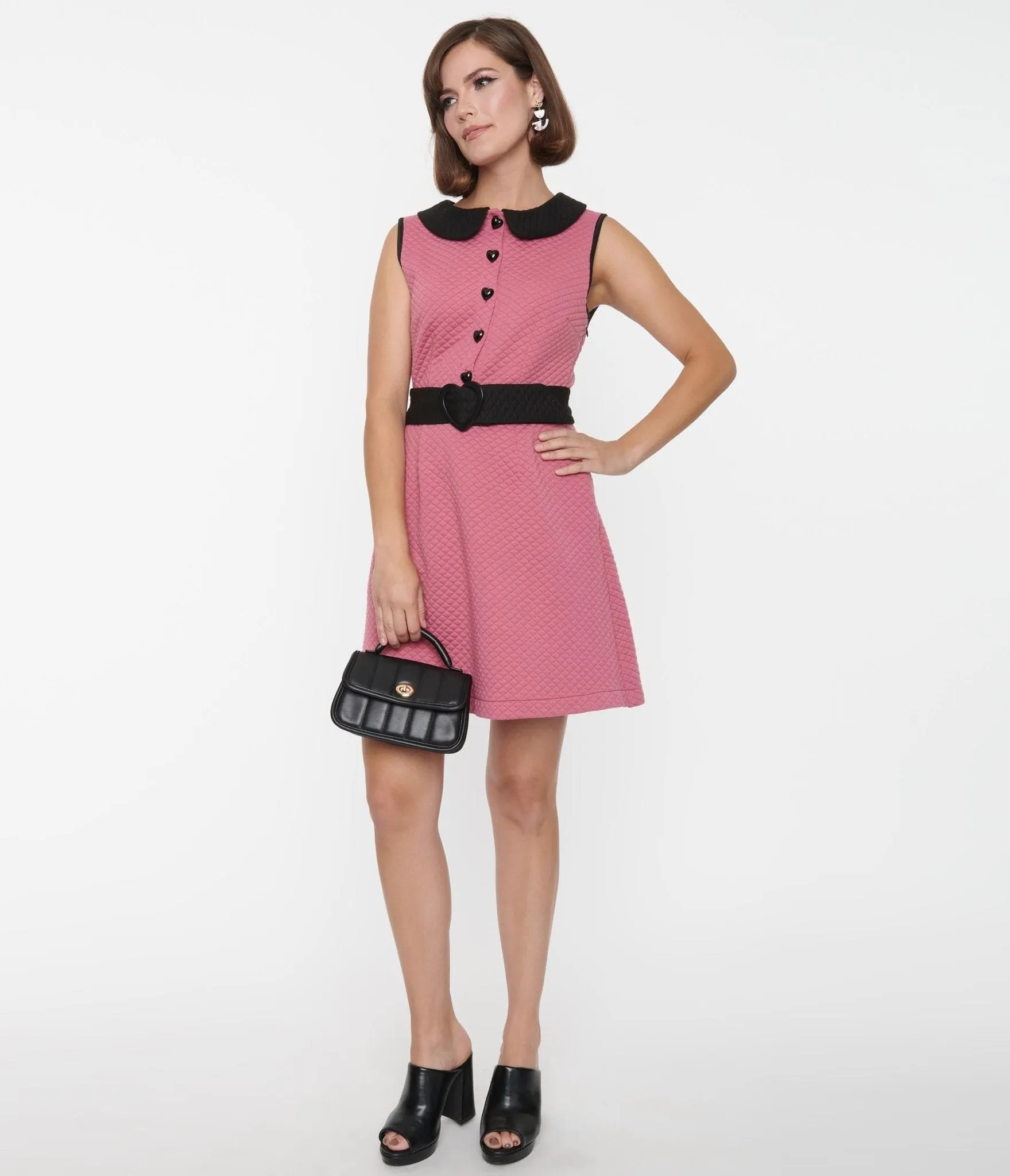 Smak Parlour Rose Pink & Black Quilted Mini Dress