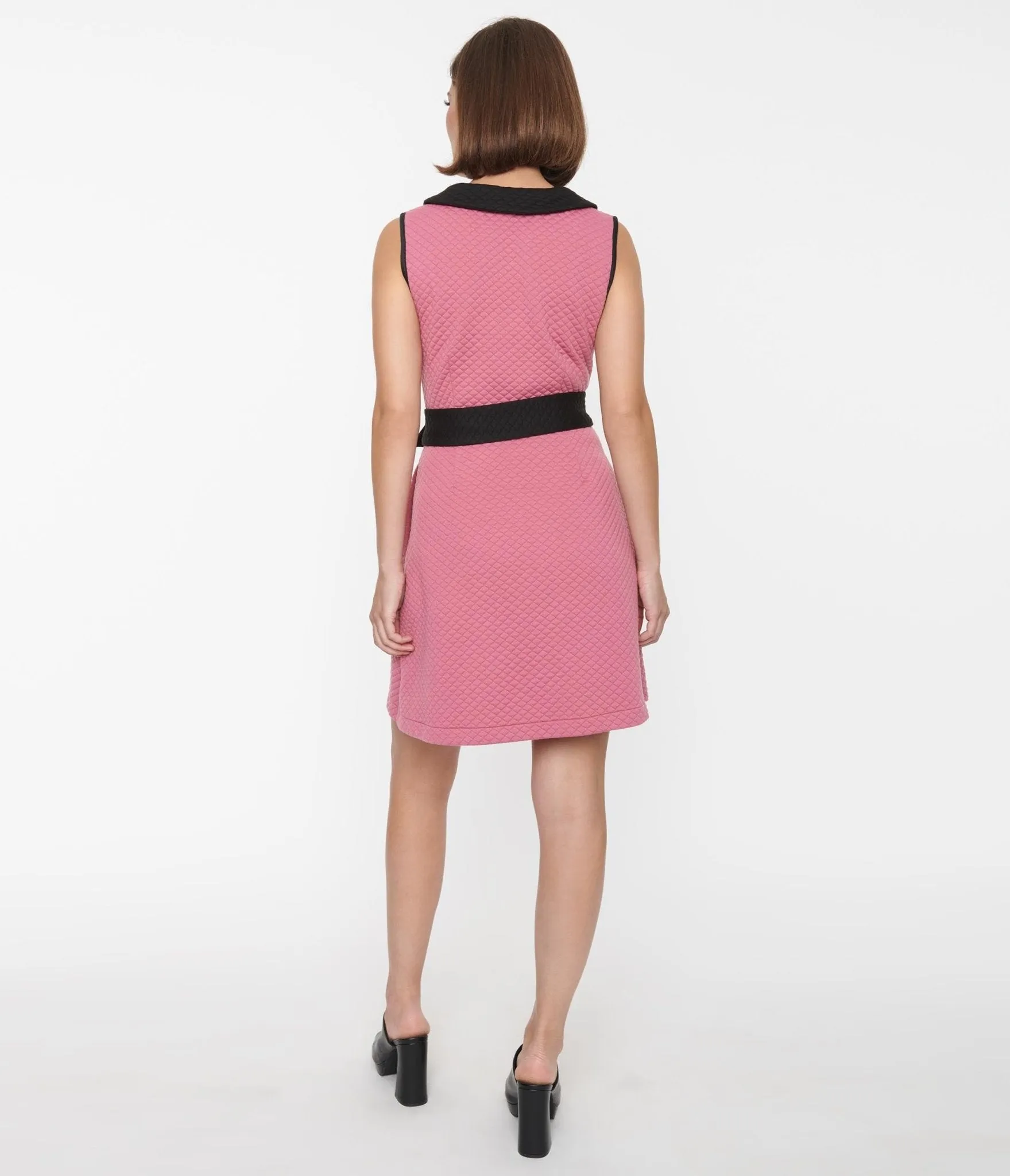 Smak Parlour Rose Pink & Black Quilted Mini Dress