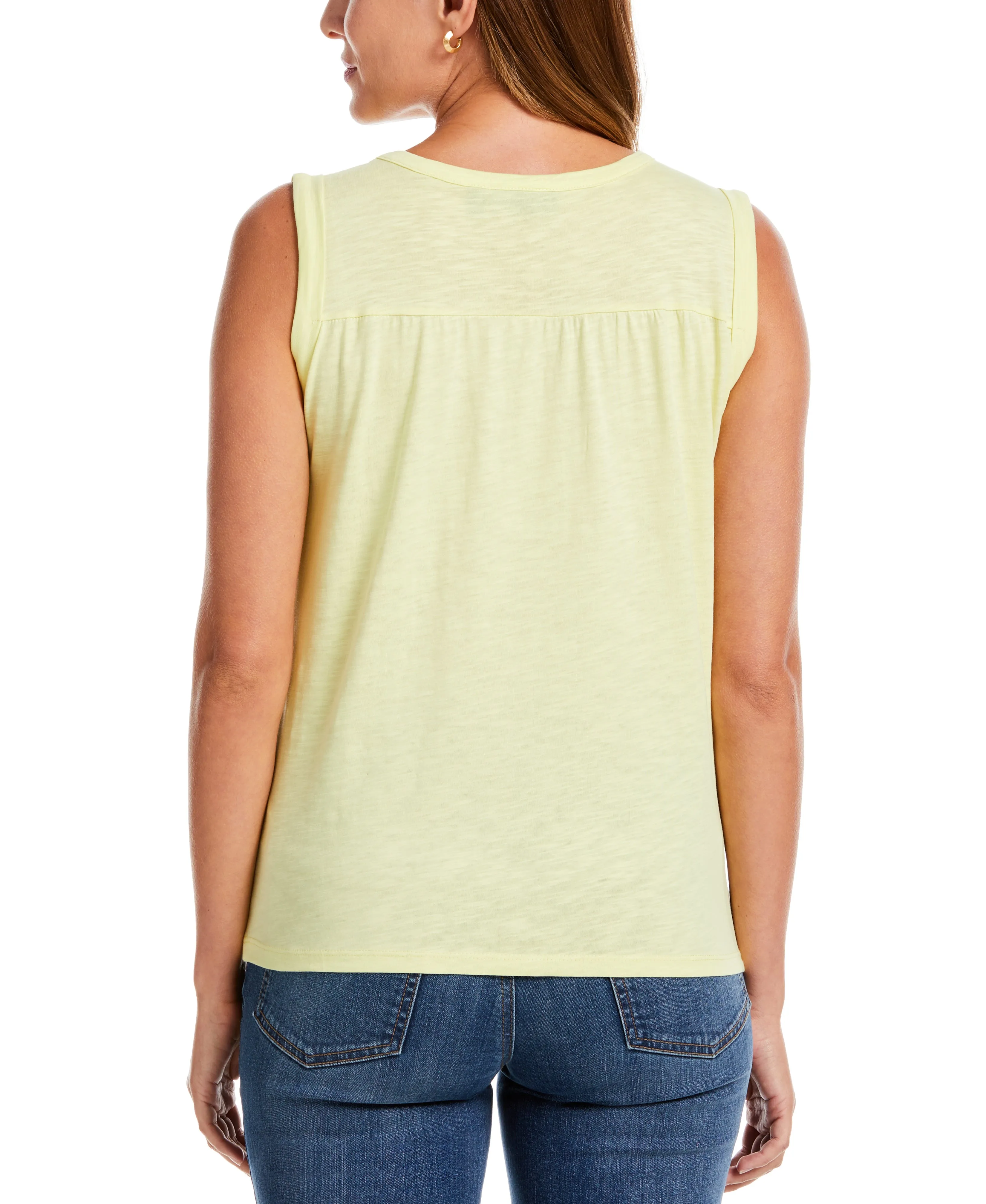 Solid Smocked V-neck Top