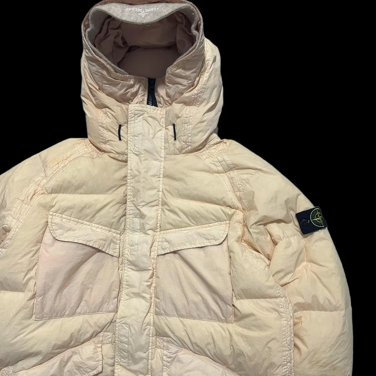 Stone Island Garment Dyed Crinkle Reps R-NY Down Long Puffer Jacket