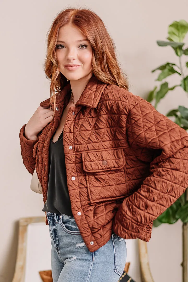 Sunburst Quilted Jacket | Brick