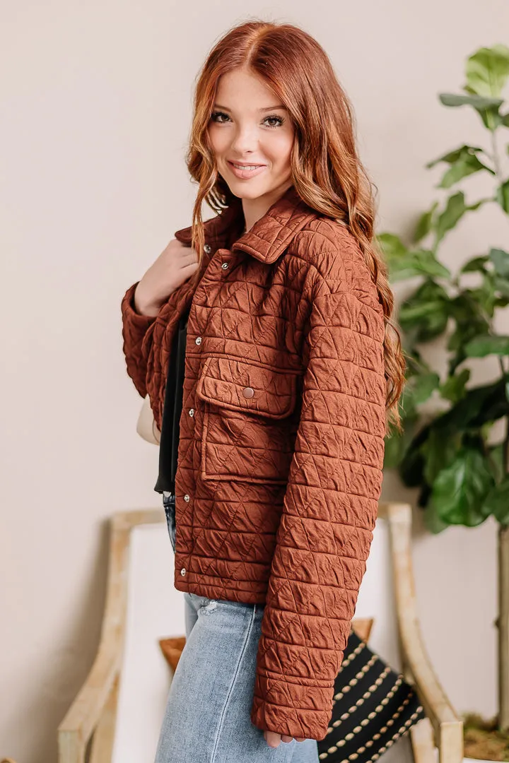 Sunburst Quilted Jacket | Brick