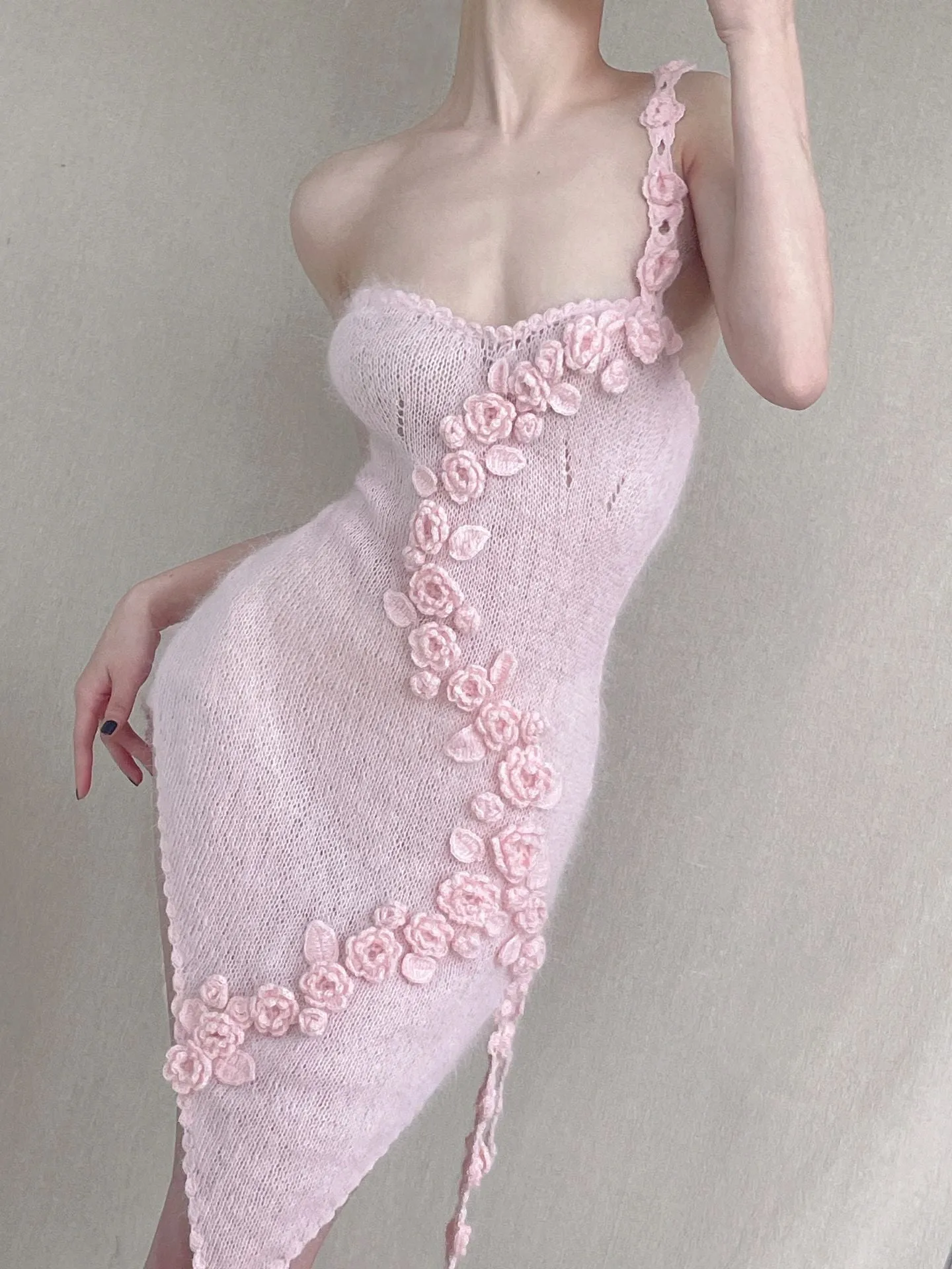 [Tailor Made] Romantic Floral Dream Hand Knitted Dress