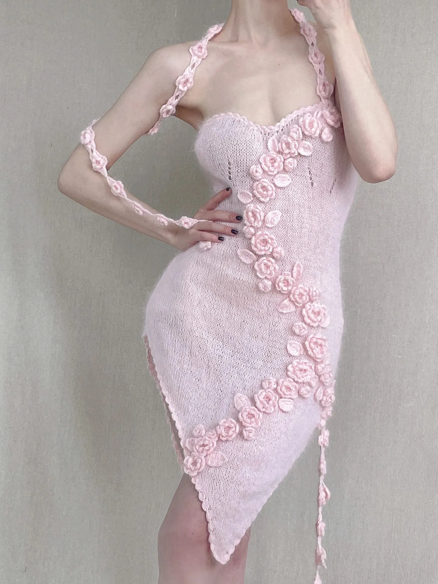 [Tailor Made] Romantic Floral Dream Hand Knitted Dress