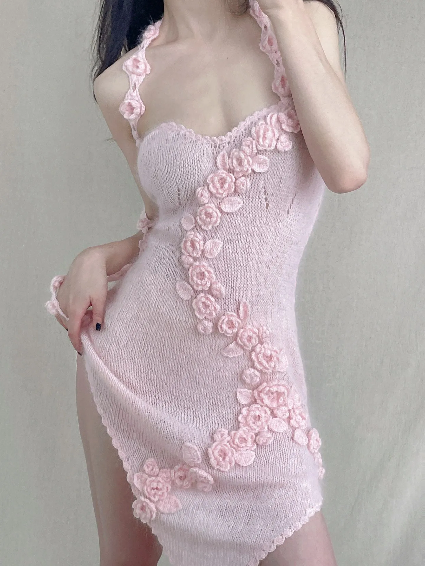 [Tailor Made] Romantic Floral Dream Hand Knitted Dress