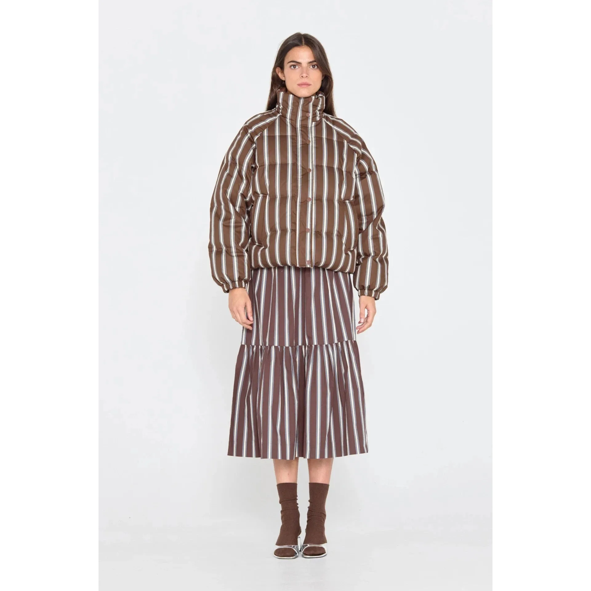 The Tiny Big Sister - Striped short jacket - chocolate