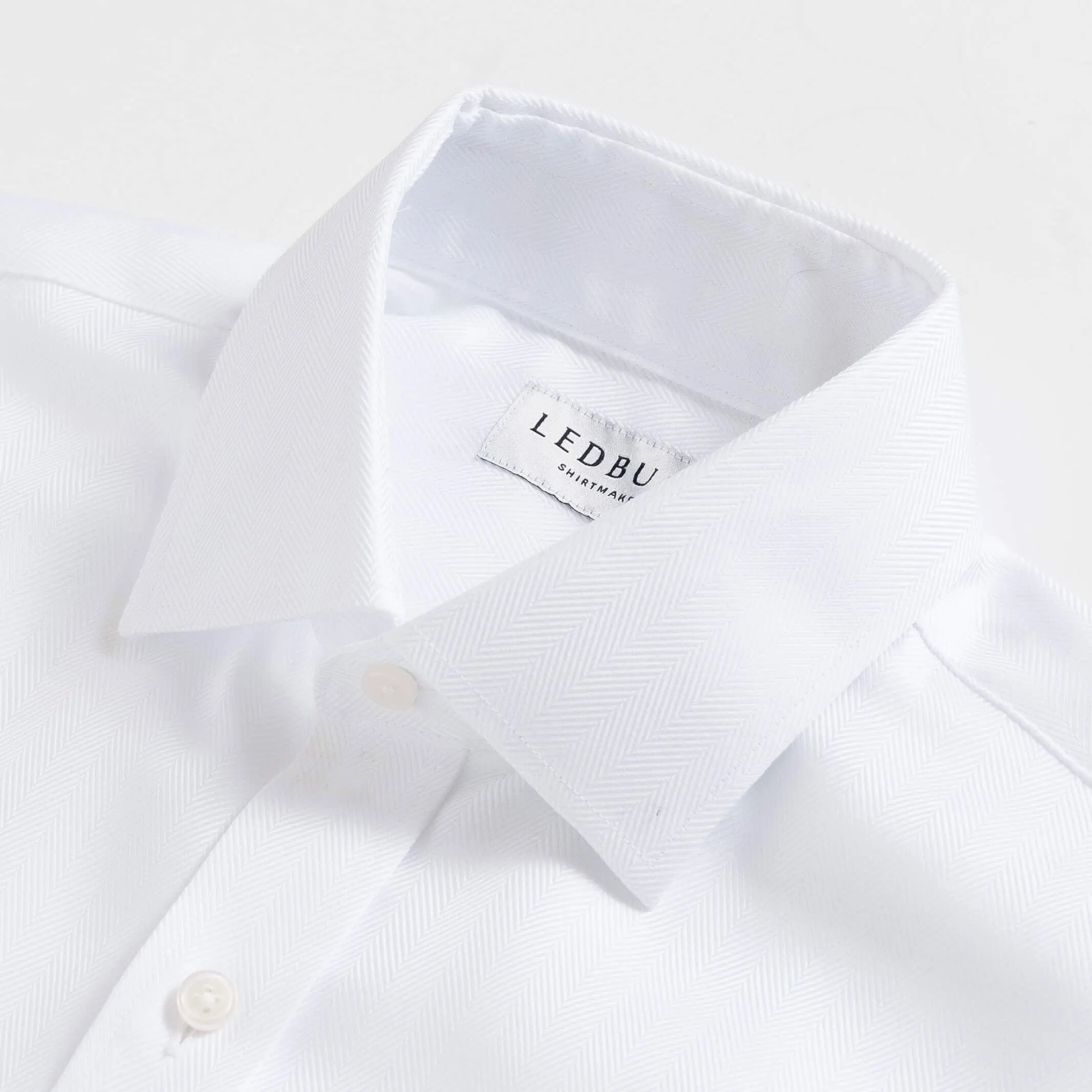 The White Canbury Herringbone Non Iron Custom Shirt