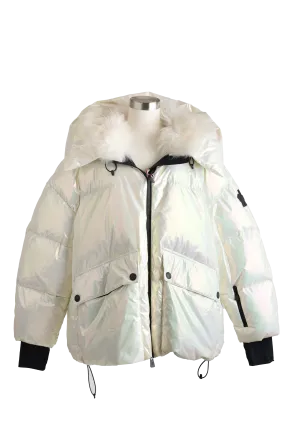 Tillier Iridescent Down Puffer Jacket W/ Fur Trim - Ski Ready