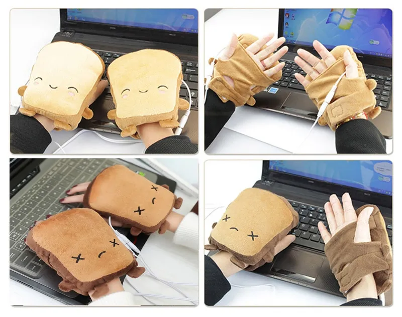 Toast Shape Fingerless Hand Warmer Gloves