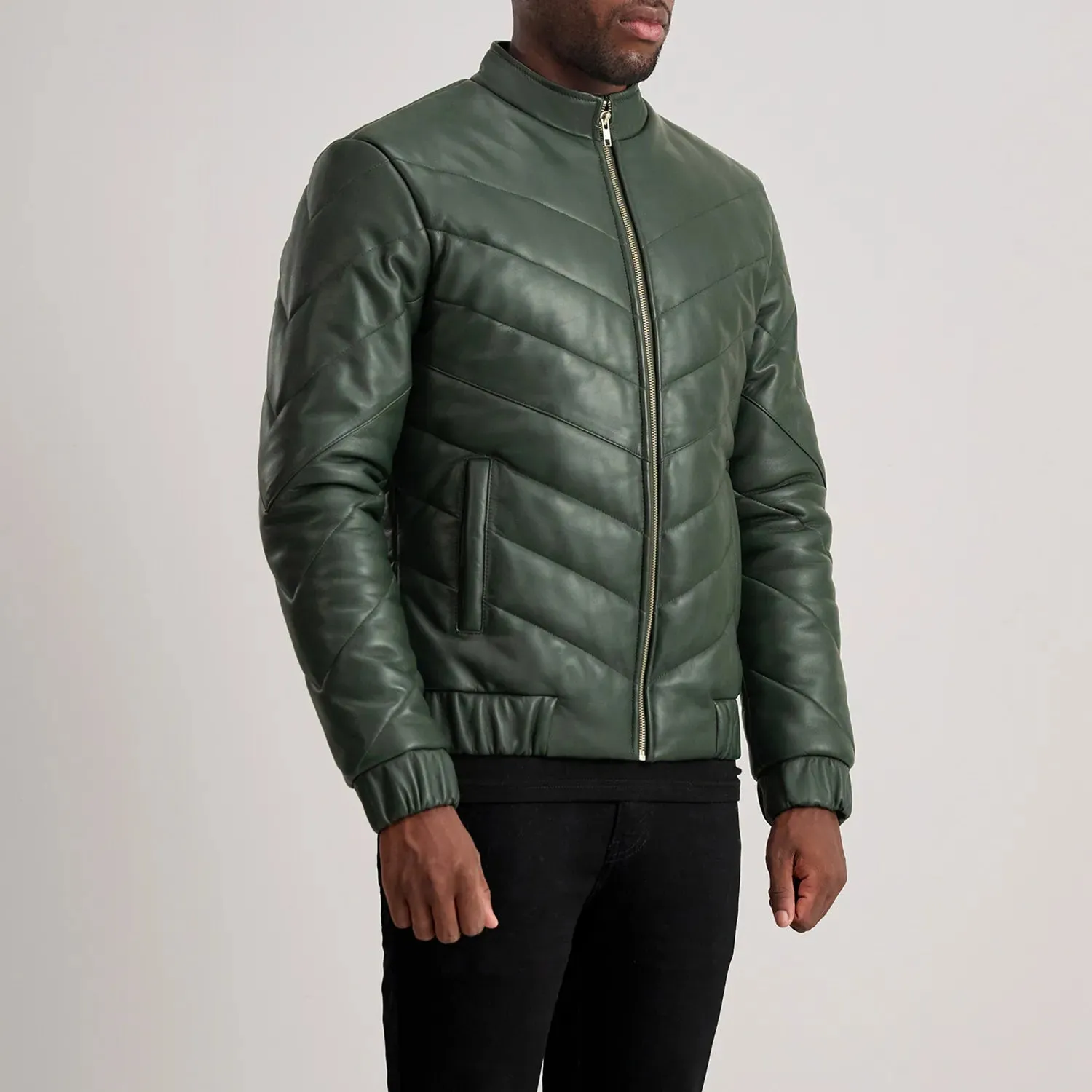 Travis Green Leather Puffer Jacket