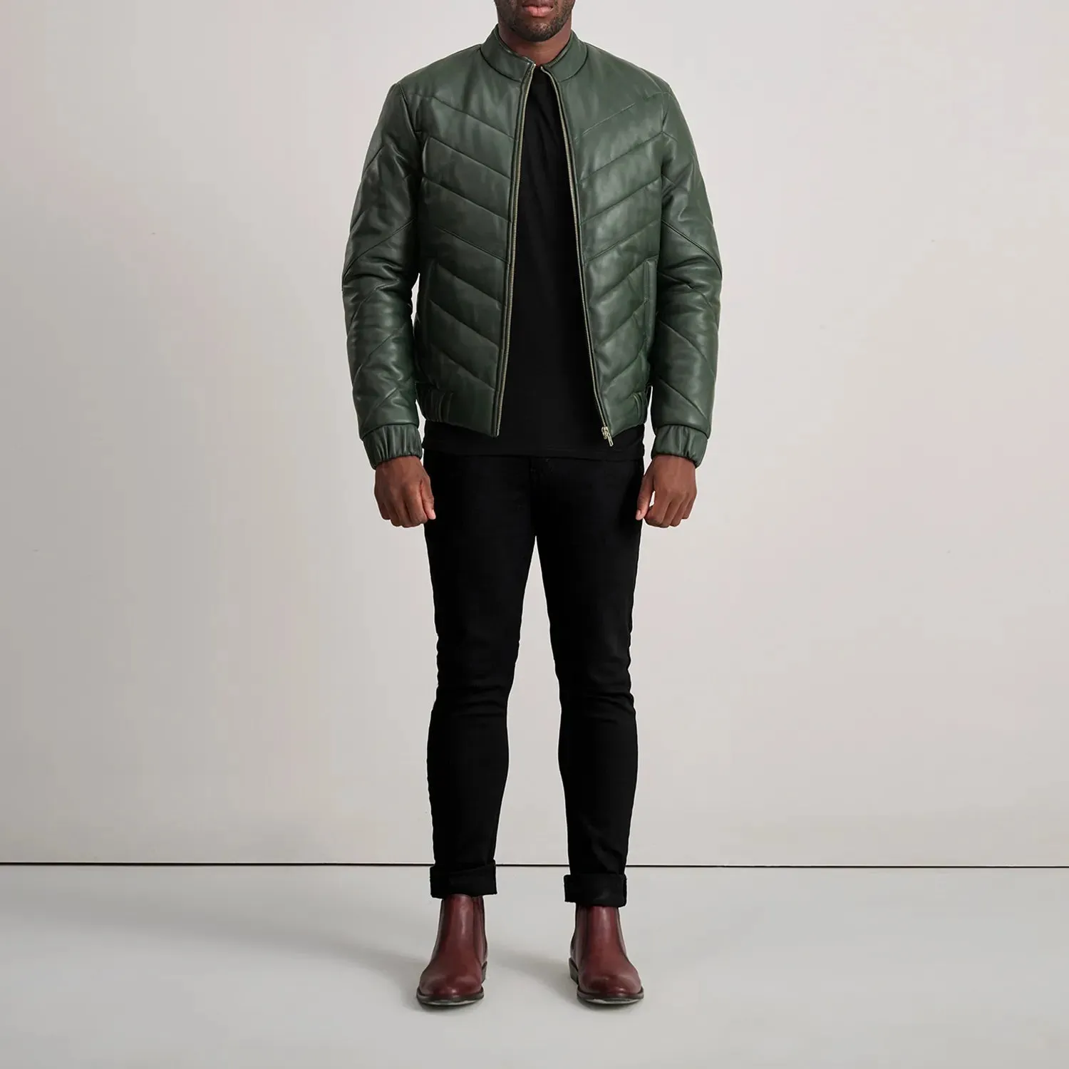 Travis Green Leather Puffer Jacket