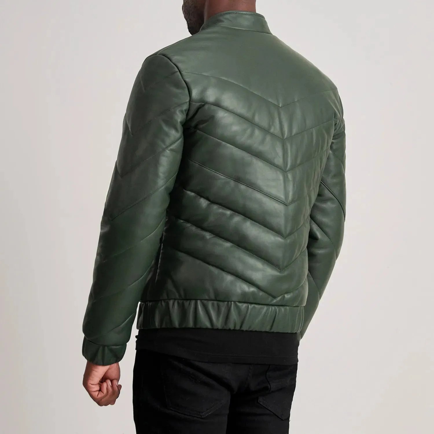 Travis Green Leather Puffer Jacket