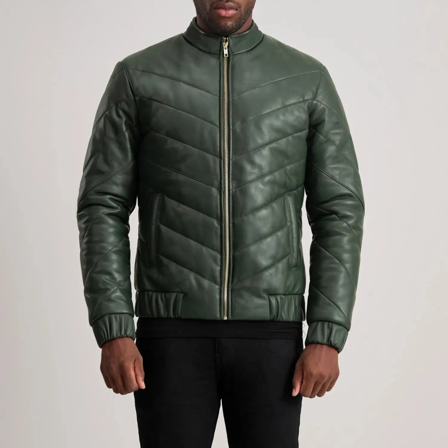 Travis Green Leather Puffer Jacket