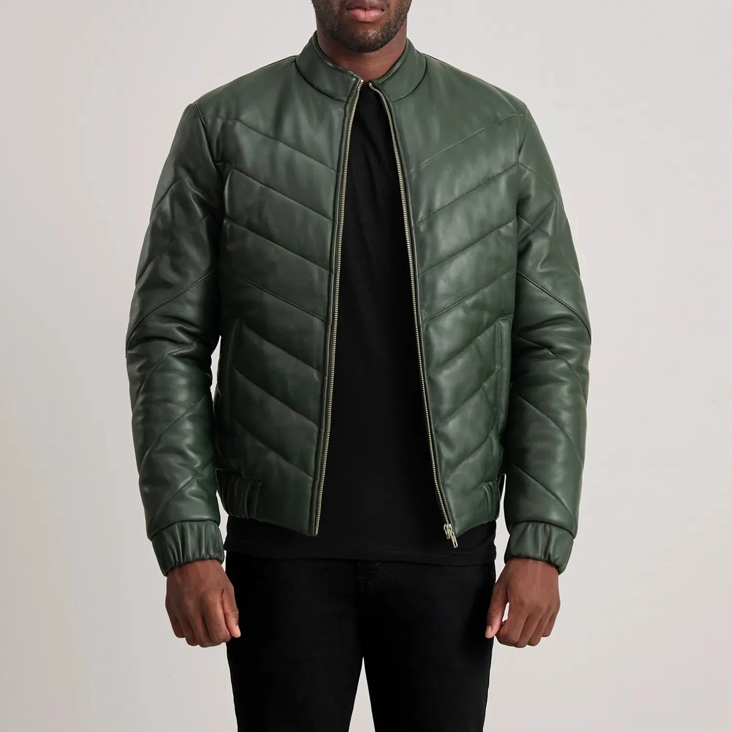 Travis Green Leather Puffer Jacket