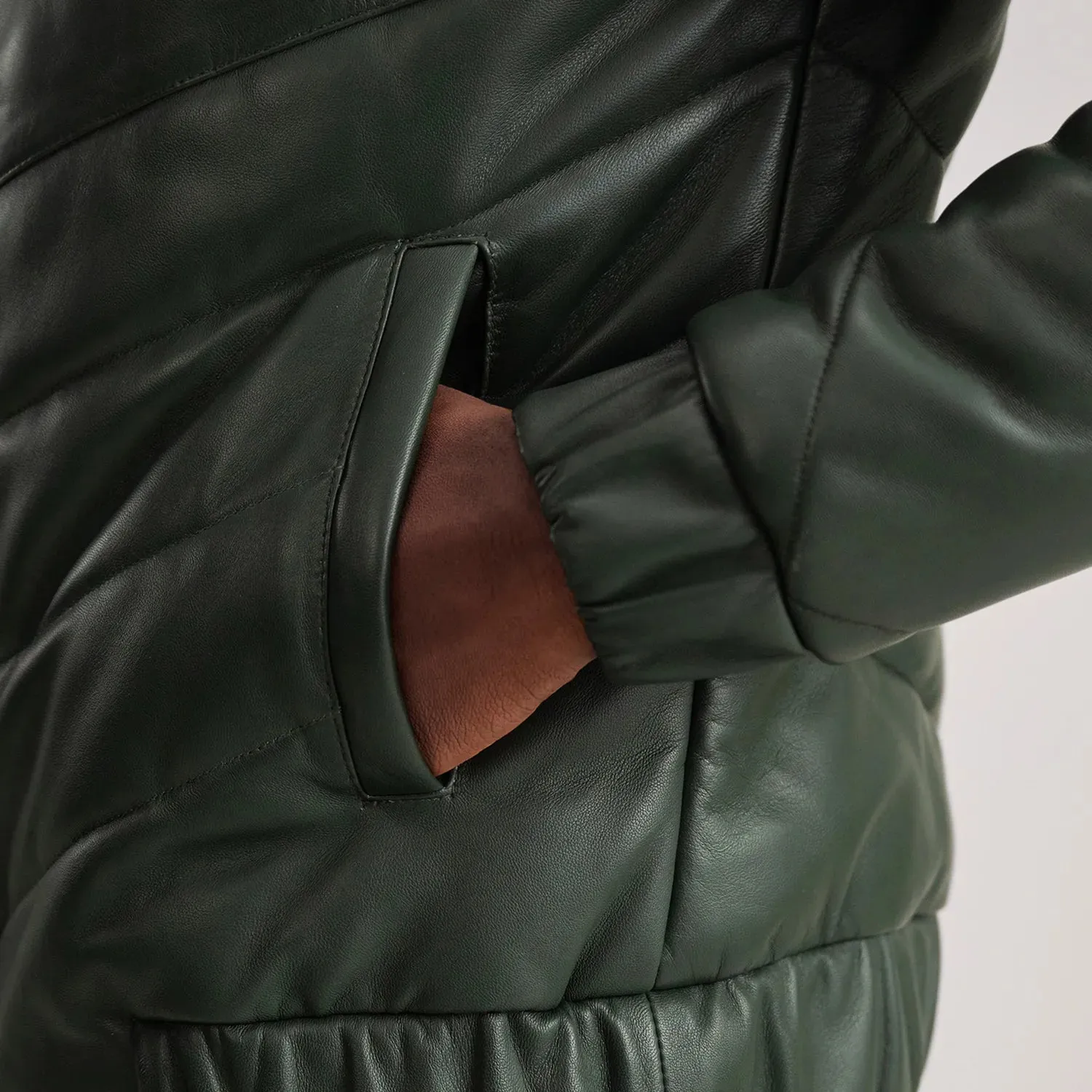 Travis Green Leather Puffer Jacket