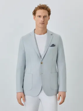 Unstructured Herringbone Blazer With Patch Pockets In Linen