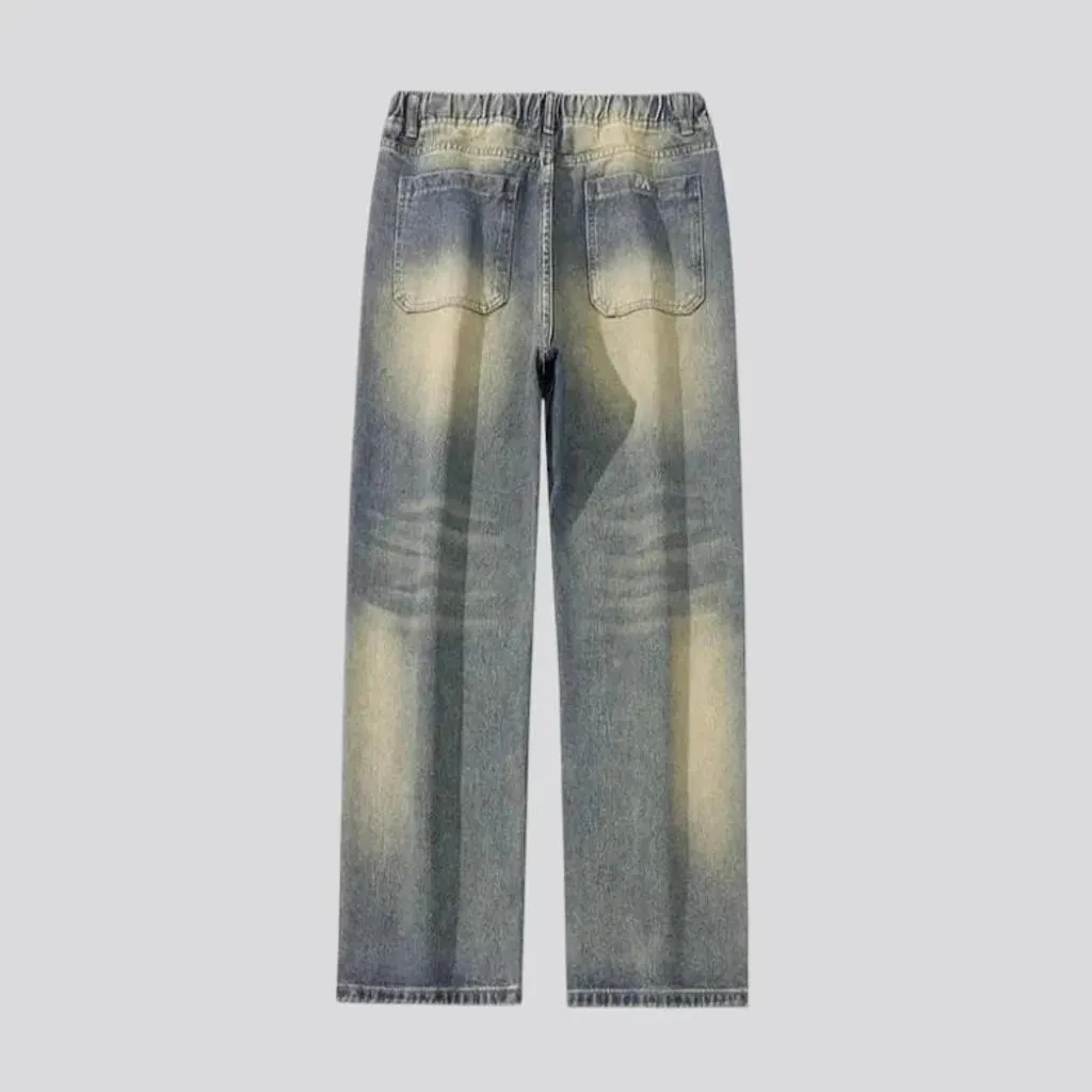 Vintage boho style men's denim joggers