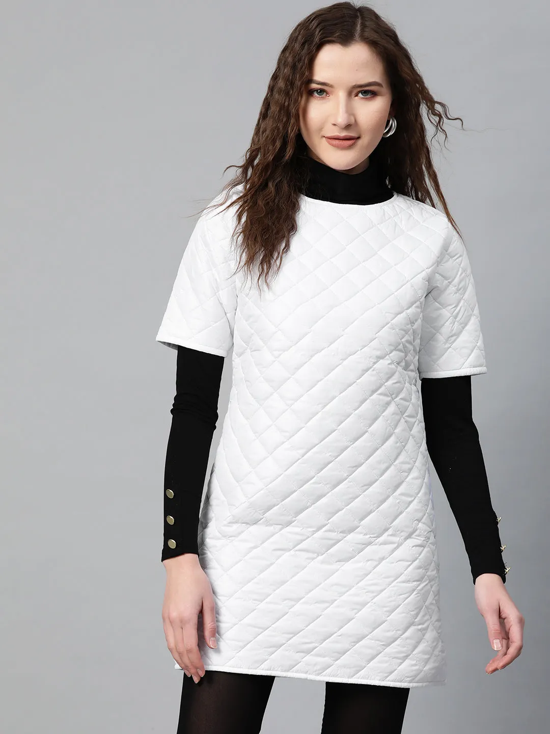 White Quilted Shift Dress