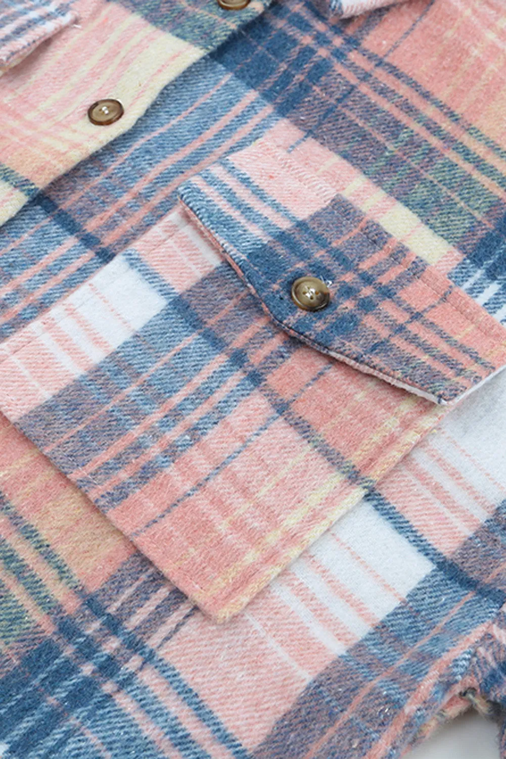 Wholesale Gold Flame & Grey Plaid Button Up Collared Flannel Shacket