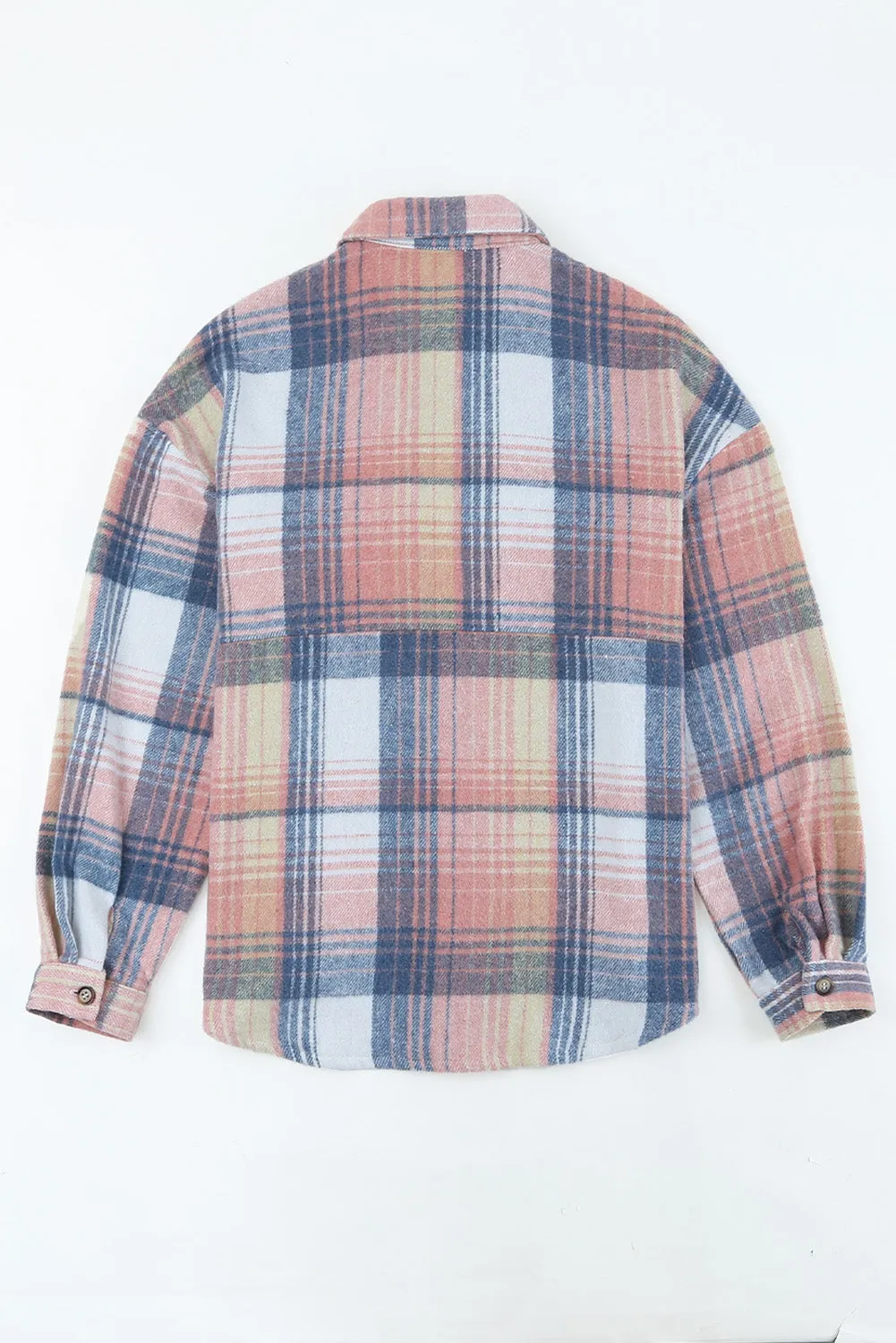 Wholesale Gold Flame & Grey Plaid Button Up Collared Flannel Shacket