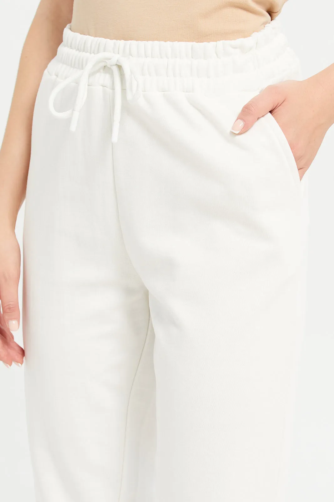 Women Plain White Joggers