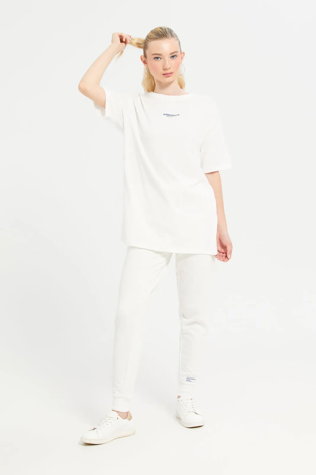 Women Plain White Joggers