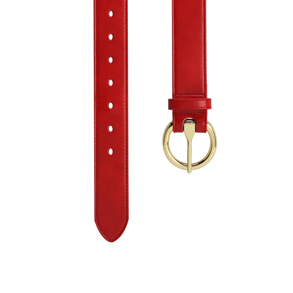 Women's Gold Ring Belt - Red