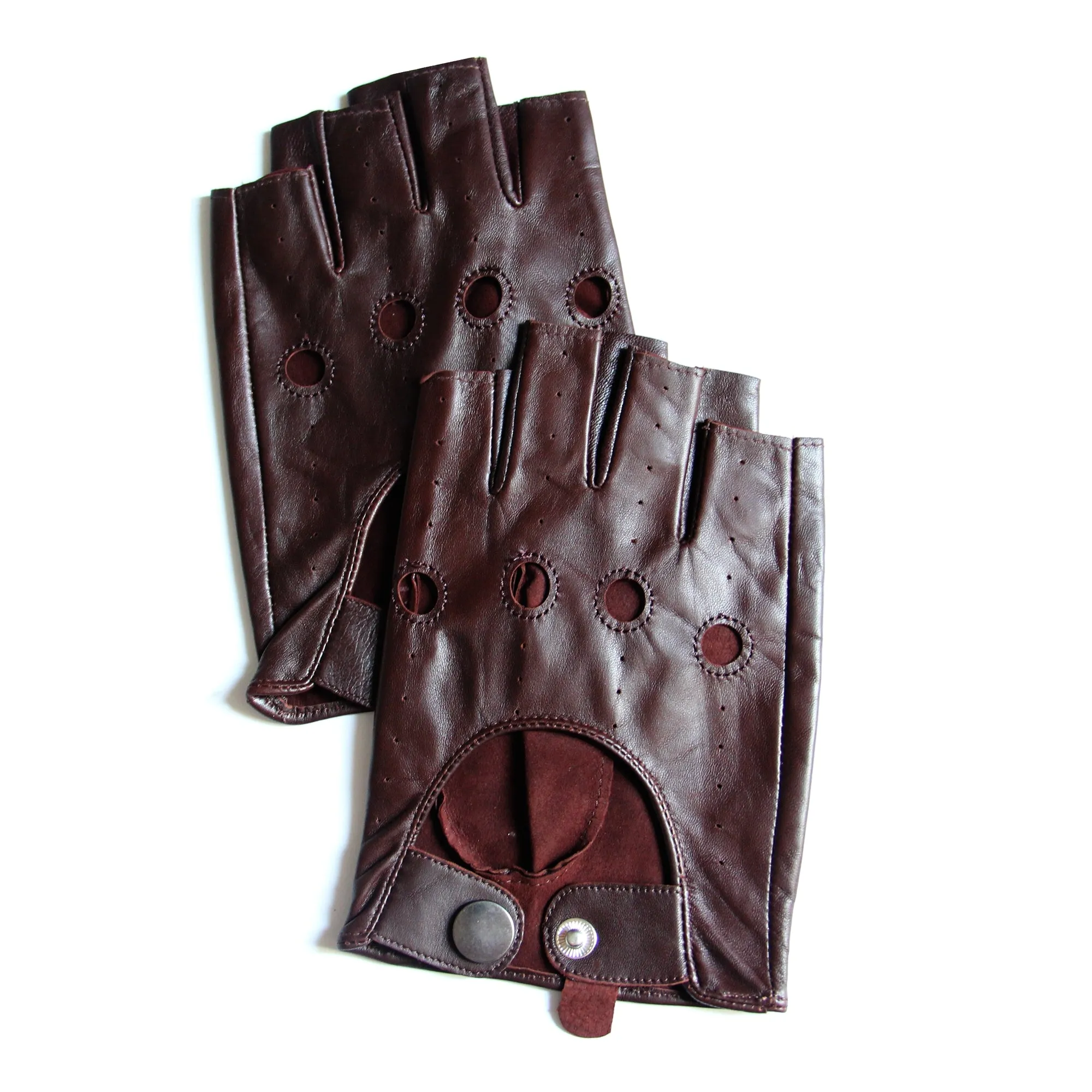 YISEVEN Men's Fingerless  Lambskin Leather Gloves