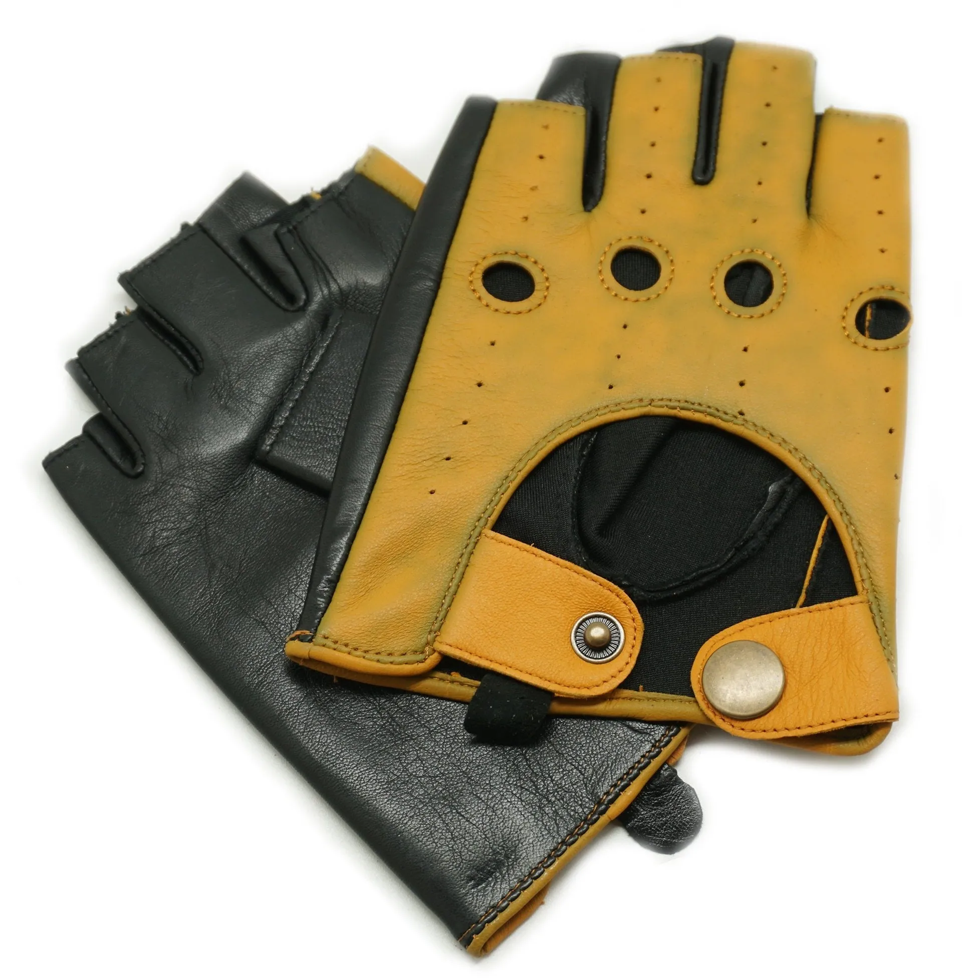 YISEVEN Men's Fingerless  Lambskin Leather Gloves